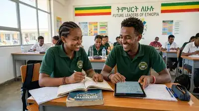 Ethiopian students studying